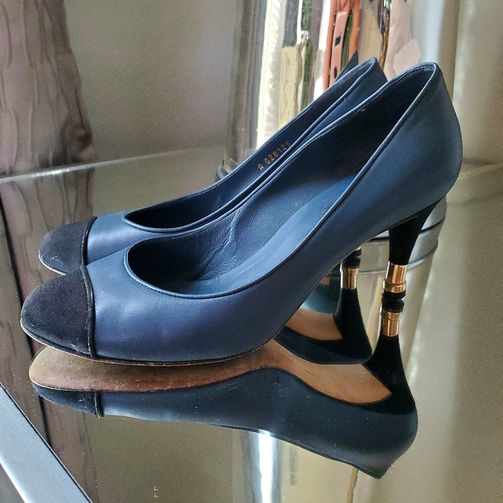 Chanel Round Cap Toe Pumps